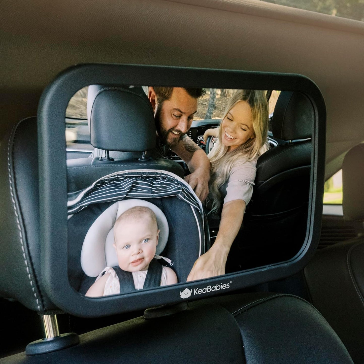 Baby Car Seat Mirror - Wide Shatterproof Backseat Infant Car Mirror for Baby Rear Facing, Crystal Clear View, Travel Accessories, Easy Install & Adjust for Removable Headrest (Matte Black)