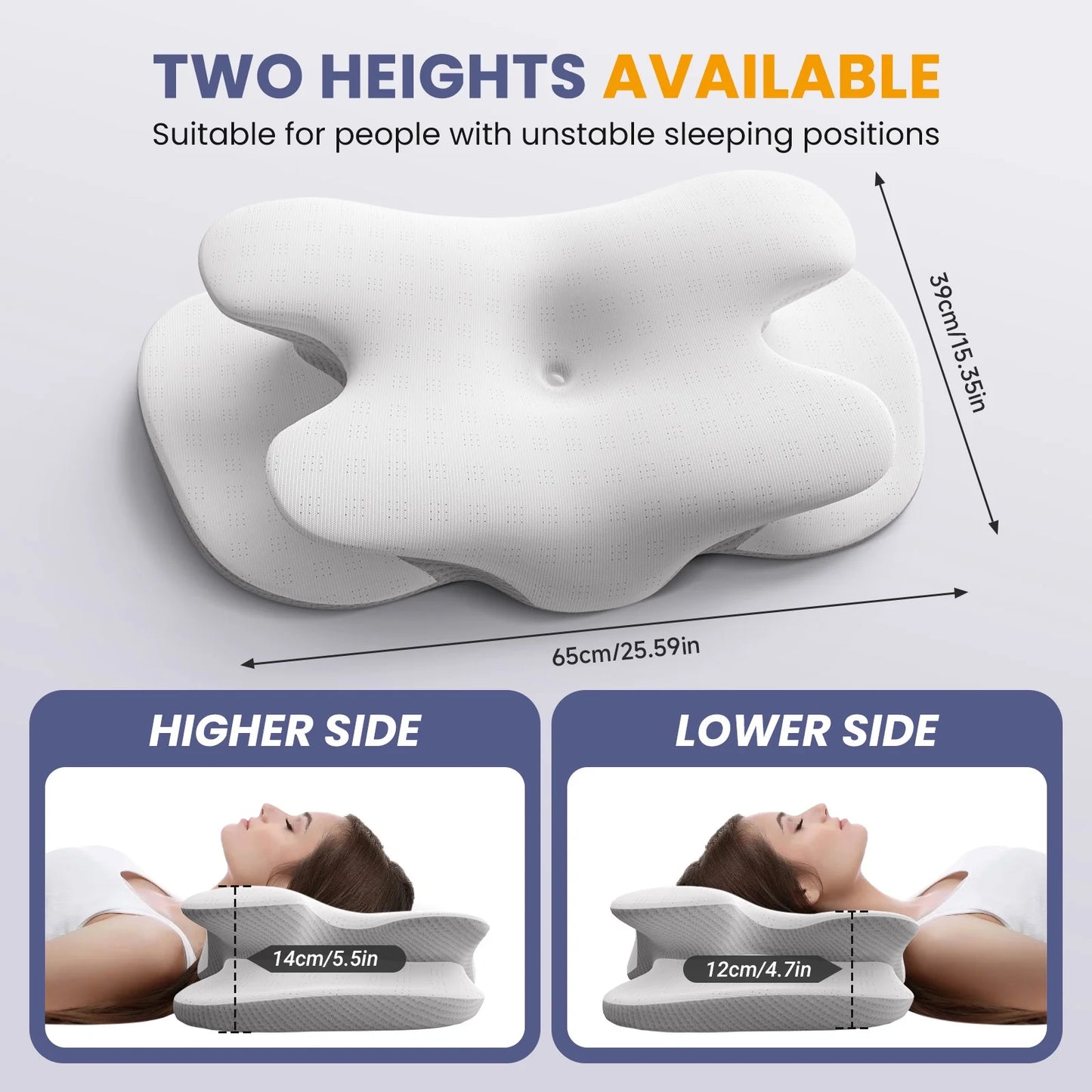 Almohadas Cervicales Para El Cuello, Almohada De Memory Foam Con Funda De Seda Refrescante Para Aliviar El Dolor De Cuello Y Hombros, Durmientes De Lado, Espalda Y Estómago