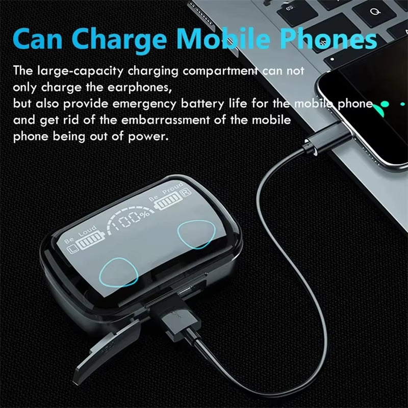 Original Wireless Bluetooth Headset Bluetooth Headphones with Mic Earbuds Charger Box LED Display Fone M10 Earphones