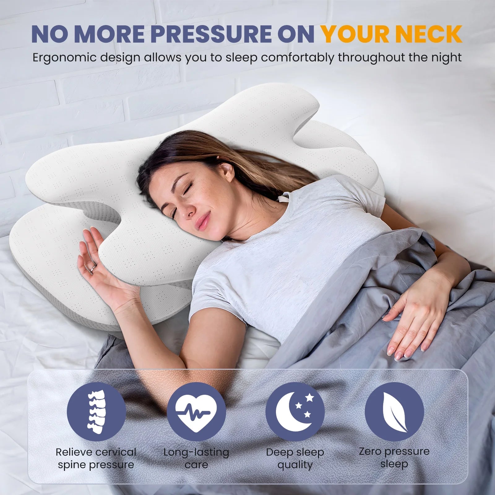 Almohadas Cervicales Para El Cuello, Almohada De Memory Foam Con Funda De Seda Refrescante Para Aliviar El Dolor De Cuello Y Hombros, Durmientes De Lado, Espalda Y Estómago