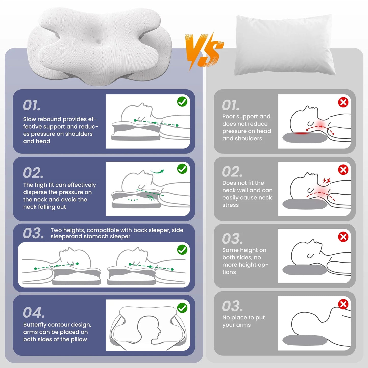 Almohadas Cervicales Para El Cuello, Almohada De Memory Foam Con Funda De Seda Refrescante Para Aliviar El Dolor De Cuello Y Hombros, Durmientes De Lado, Espalda Y Estómago