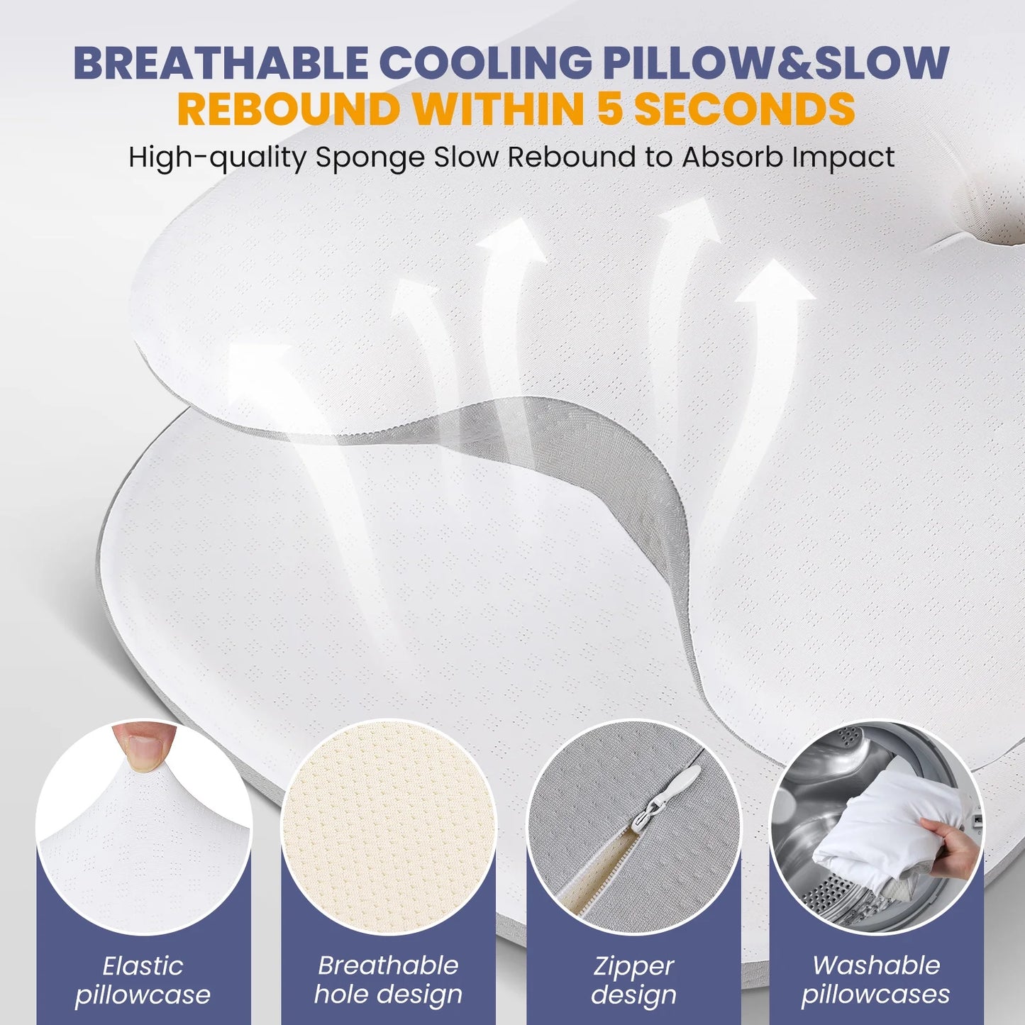 Almohadas Cervicales Para El Cuello, Almohada De Memory Foam Con Funda De Seda Refrescante Para Aliviar El Dolor De Cuello Y Hombros, Durmientes De Lado, Espalda Y Estómago