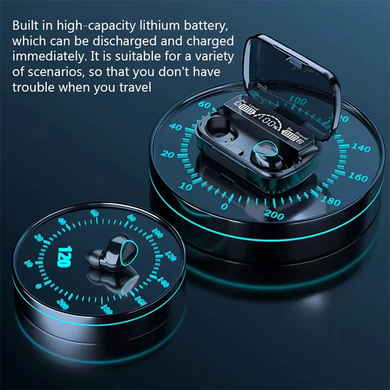 Original Wireless Bluetooth Headset Bluetooth Headphones with Mic Earbuds Charger Box LED Display Fone M10 Earphones